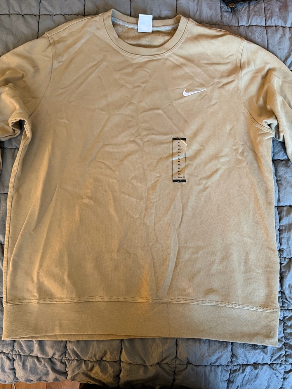 Nike Women’s Crewneck Sweatshirt in Tan with White Swoosh